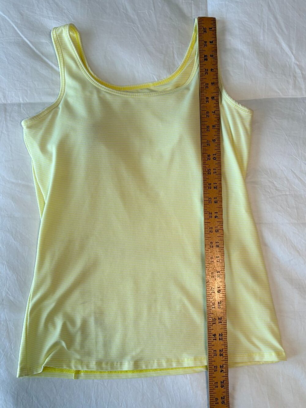 Duluth Trading Co Pier Genius Tank Yellow White Striped Built In Bra Size S - Picture 6 of 7